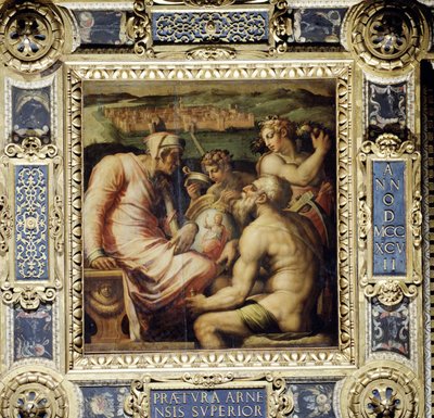 Allegorie des Dorfes San Giovanni Valdarno von der Decke des Salone dei Cinquecento, 1565 von Giorgio Vasari